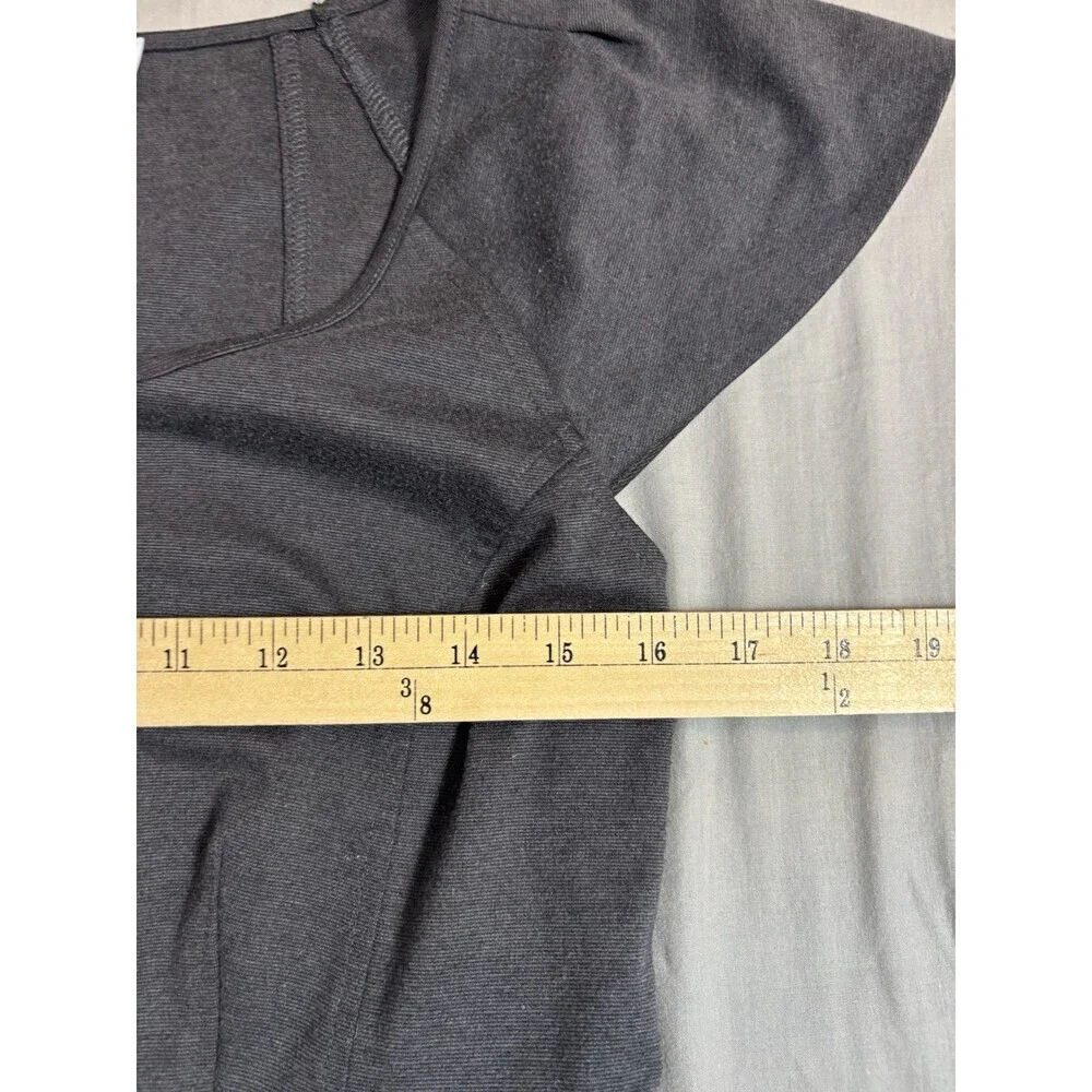 Ann Taylor Loft Sheath Dress Charcoal Gray Round Neck Capped Sleeve Zip Size 8 - Picture 5 of 7
